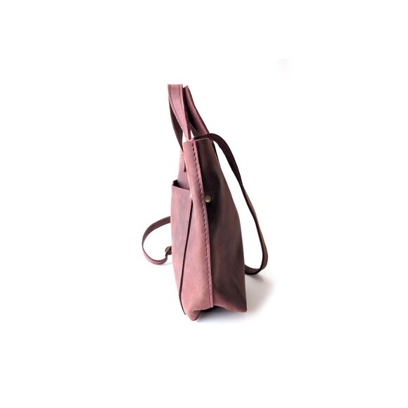 PORTLAND Leather Goods Bag Merlot Classic Mini Crossbody Tote - Picture 8 of 10